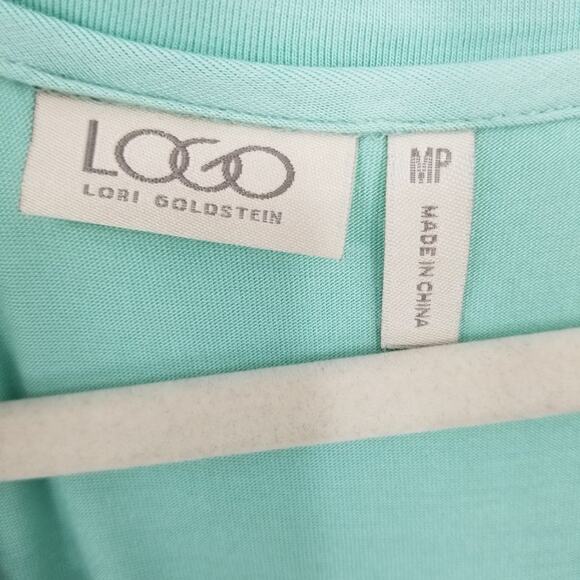 3/$25 Logo by Lori Goldstein Lace Satin Trim High Low Tunic Top MP Seafoam Green - Picture 3 of 11